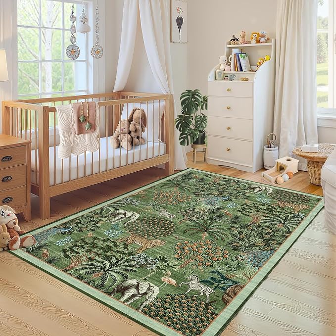 GarveeHome Jungle Animal Print Rug 4x6 Washable Area Rugs - Image 3