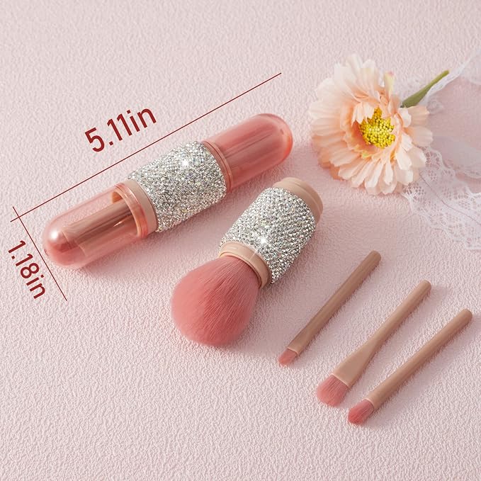 WOKOTO 4 in 1 White Diamond-Embellished Makeup Brushes - Image 2