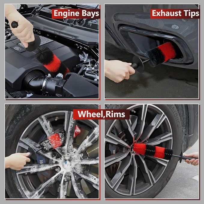 Wheel Rim Brush, Soft Bristle Long Car Tire Detailing Washing Tool - Image 4