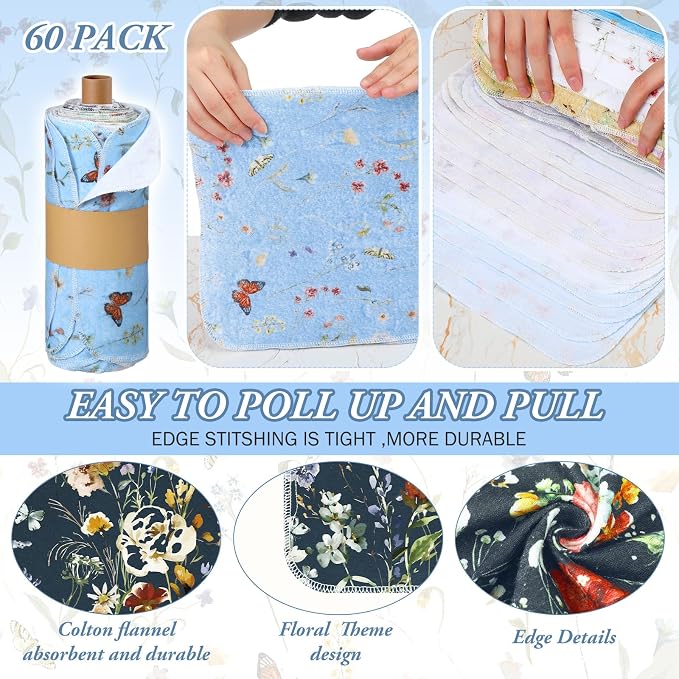 60 Pack Reusable Cleaning Cloths Washable Cotton Kitchen Dish Towels - Image 4
