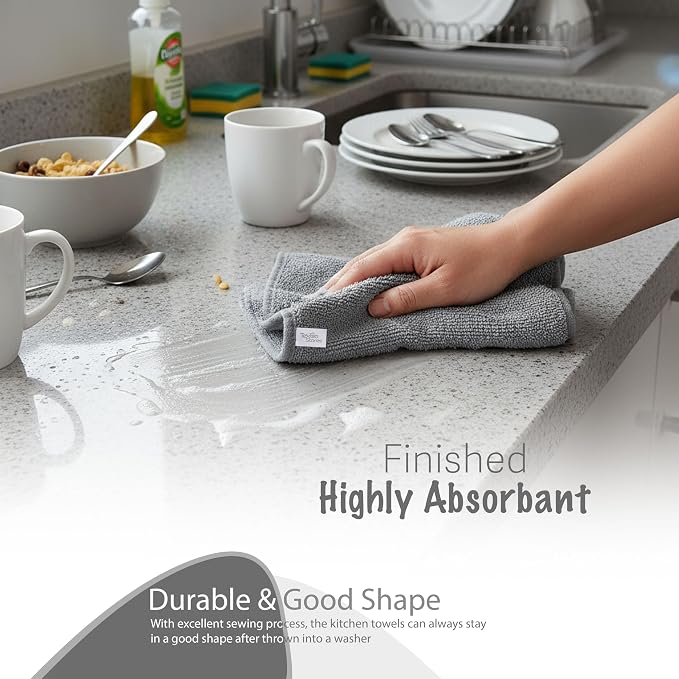 Basic Wash Cloths 12x12 Inches – Pack of 12 – Grey Color – Soft and Absorbent - Image 6