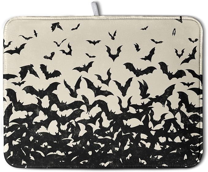 Halloween Bats Halloween Dish Drying Mat by Kwlegh