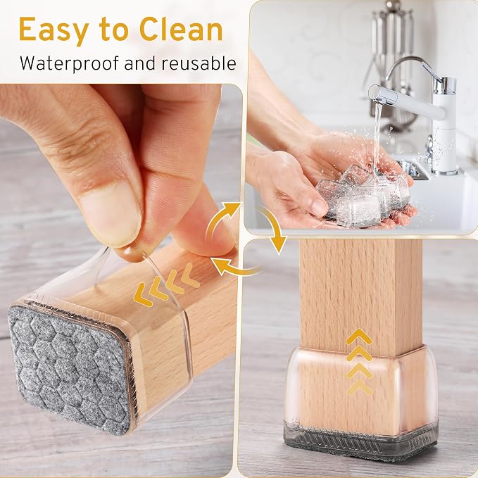 24PCS Rectangular Chair Leg Floor Protectors, Furniture Sliders, Non-Slip Felt - Image 6