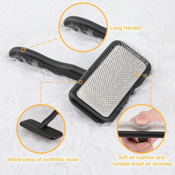 Carpet Rake Sheepskin Wool Brush and Sheepskin Brush Cleaner Comb, More Suitable - Image 3