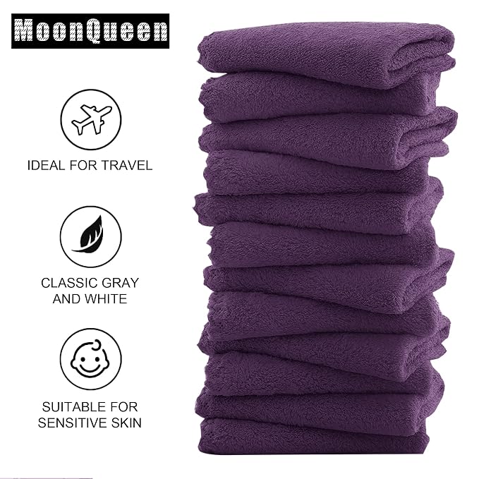 MOONQUEEN Microfiber Facial Cloths Fast Drying Washcloth 12 Pack - Image 4