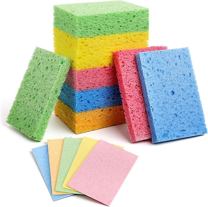 15 Pcs Cellulose Sponges Kitchen, 5 Colors Non-Scratch Colorful Sponges by Unknown