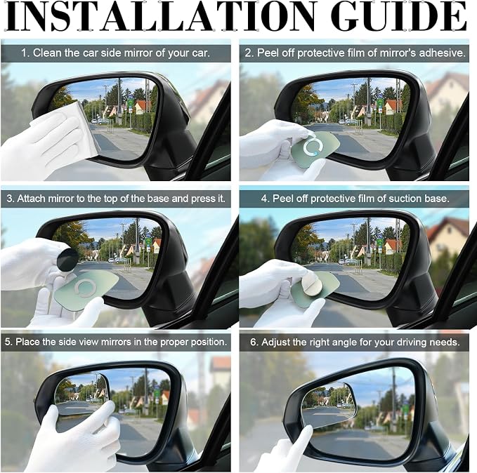 LivTee XLarge Blind Spot Mirror, Rounded Rectangle HD Glass Frameless Convex - Image 5