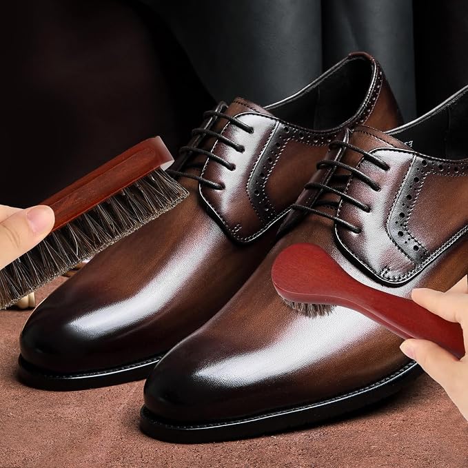3 Pcs Shoe Brush Kit, Premium Horsehair Shoe Brush - Image 6