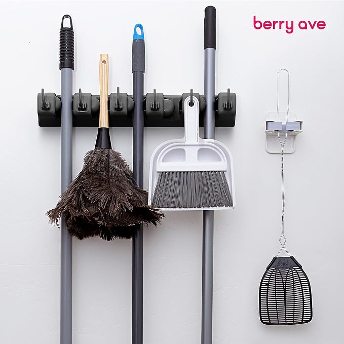Berry Ave EXTRA GRIP Mop & Broom Holder Wall Mount – Wall Hanging Organizer - Image 8