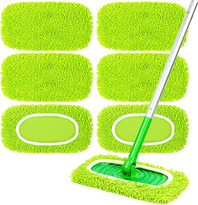 6-Pack Reusable Mop Pads Fit Swiffer Sweeper, Microfiber Cleaning Mop Pads by Unknown