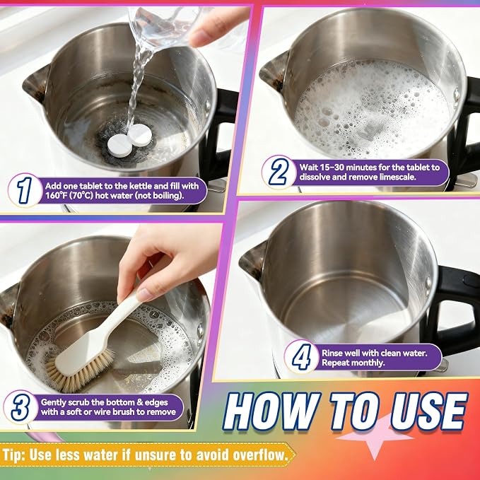 Kettle Descaler Tablet, 20 Packs Water Bottle Cleaning Tablets Removes Hard - Image 4