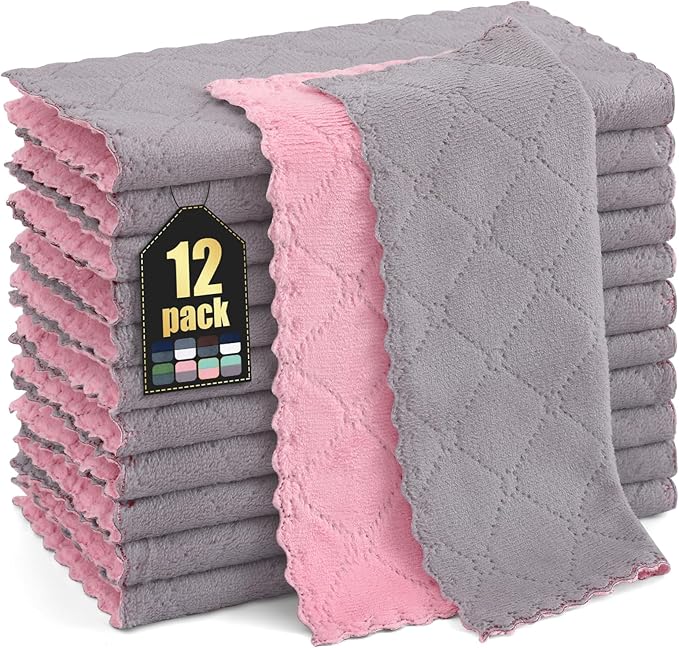 Homaxy 12 Pack Kitchen Cloths Dish Towels, Super Soft and Absorbent Dish Cloths by Homaxy