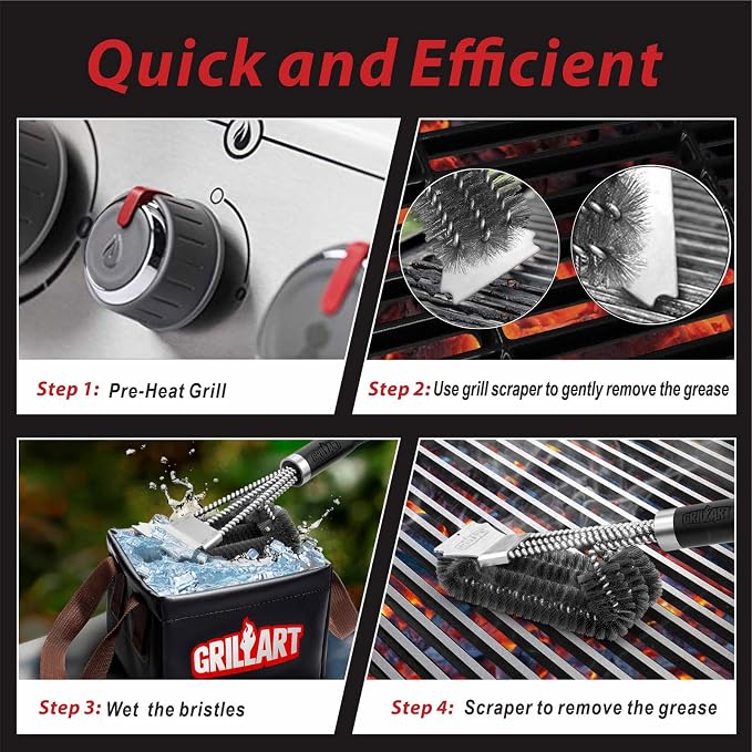 GRILLART Grill Brush and Scraper, 18 Inch BBQ Grill Cleaning Brush Kit - Image 5