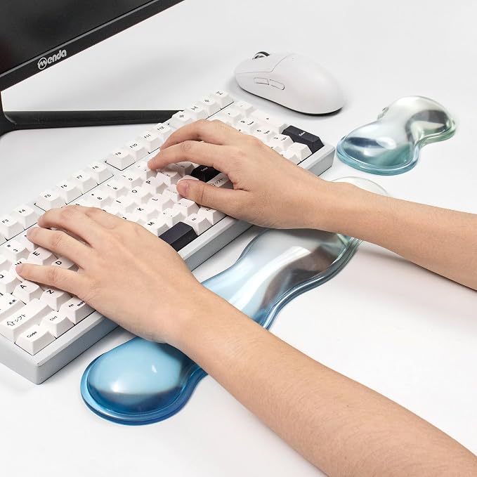 Ergonomic Gel Keyboard and Mouse Wrist Rest Set – Blue Clear Wrist Rest - Image 4