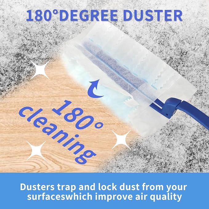 60 Pcs Blue Duster Refills Static Dust Removal Brush Disposable Replacement Head - Image 5