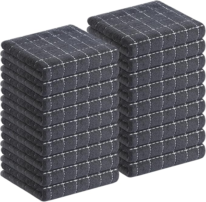 Homaxy 100% Cotton Terry Kitchen Towels, Checkered Designed, Soft and Super by Homaxy