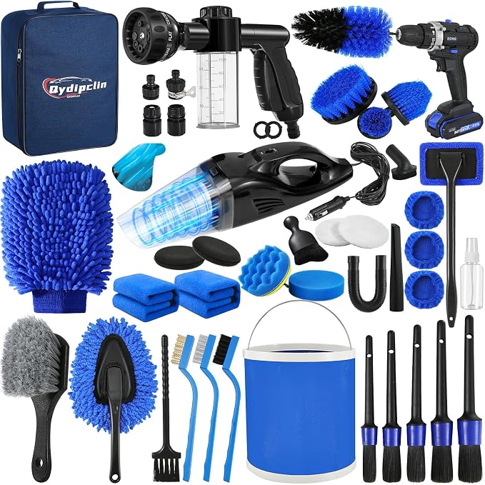 45Pcs Car Detailing Kit, Car Detailing Brush Set, Car Wash Cleaning Kit by Qydipclin