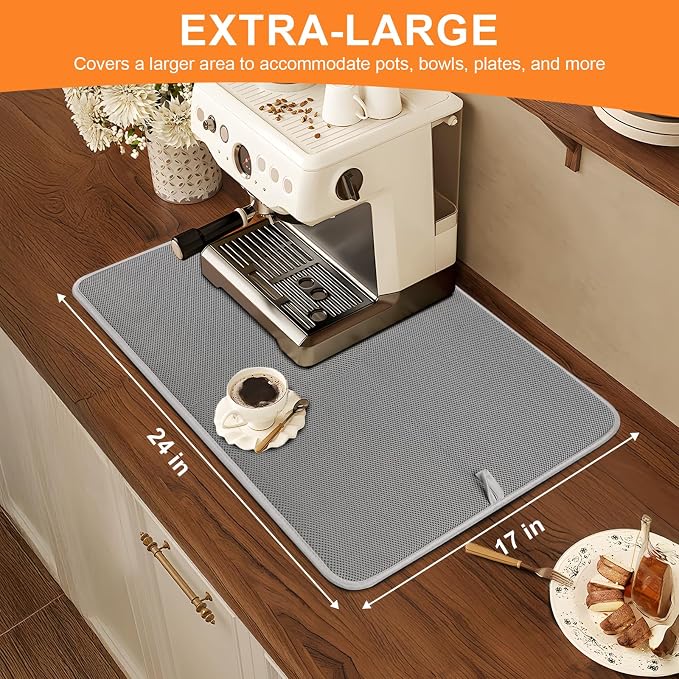 Dish Drying Mat 24 x 17 in, Large Microfiber Drying Mats, Absorbent Quick Dry - Image 3