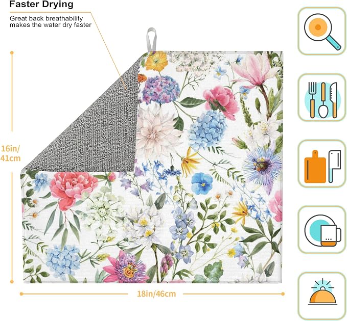 Colorful Flowers Dish Drying Mat - Image 2