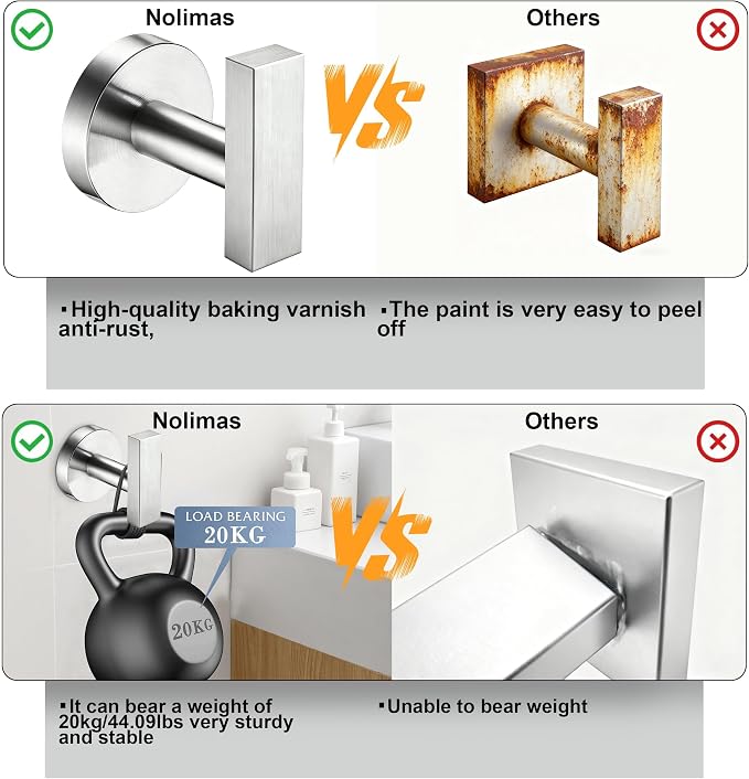 Towel Hooks for Bathrooms, Brushed Nickel Towel Hook for Kitchen Bathroom - Image 6