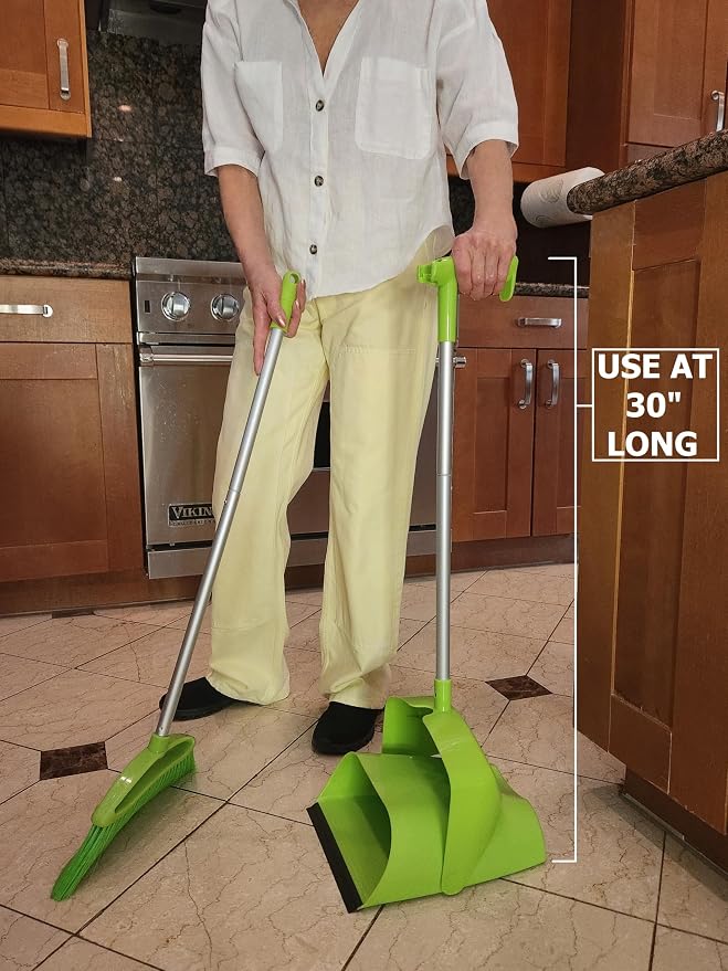 Broom and Dustpan Set for Home, Angled Broom and Upright Dustpan - Image 4