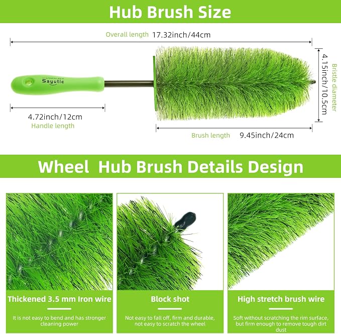 Wheel Cleaning Brush Hub Clean Tool and Rim Detailing Brush - Image 2