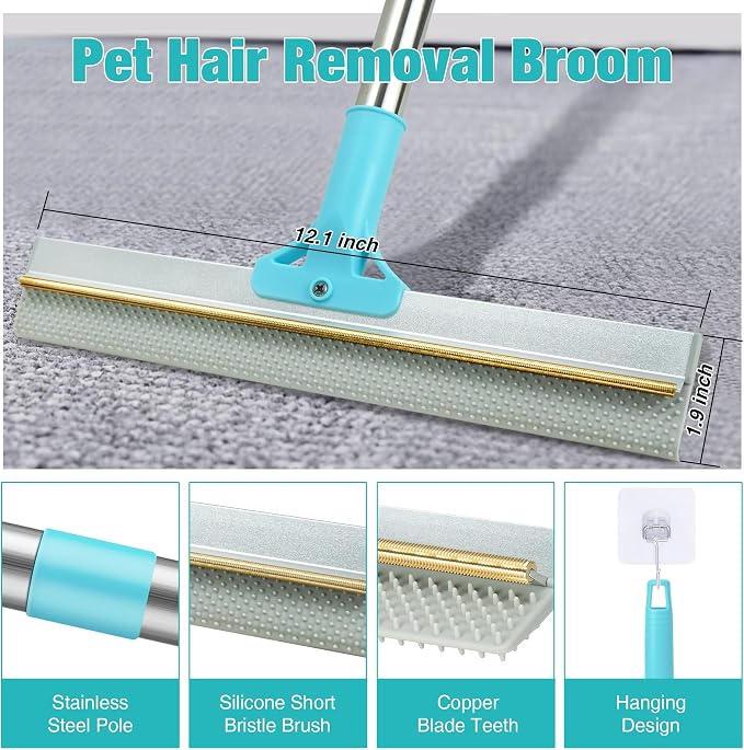 Double-Sided Pet Hair Removal Tool, Adjustable Height Carpet Pet Hair Removal - Image 3