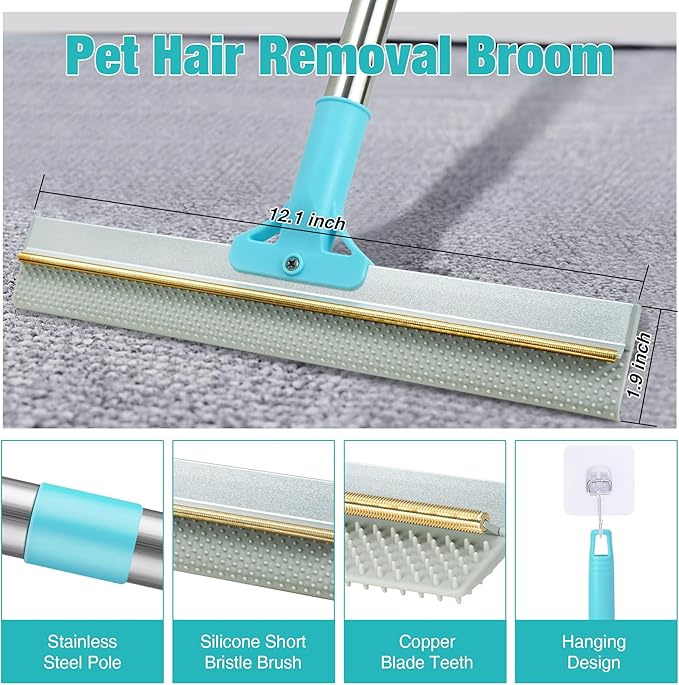 Silicone Carpet Rake for Pet Hair Removal Tool, Magic Brush Dog Hair Removal - Image 3
