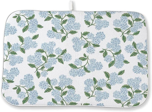 Blue Sage Green Hydrangea Dish Drying Mats 18x24 Inch Floral Mats Spring by GOLIANDA