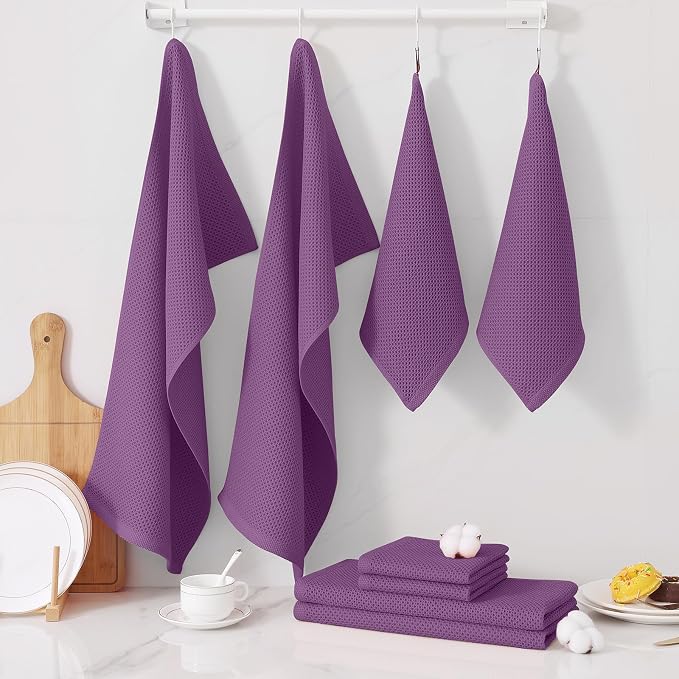 Homaxy 100% Cotton Kitchen Towels and Dishcloths Set, 12 x 12 Inches and 13 x - Image 7