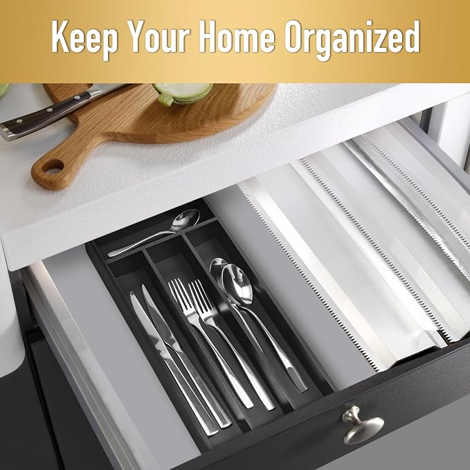 Silverware Organizer Small Bamboo Kitchen Drawer Organizer Utensil Organizer - Image 4