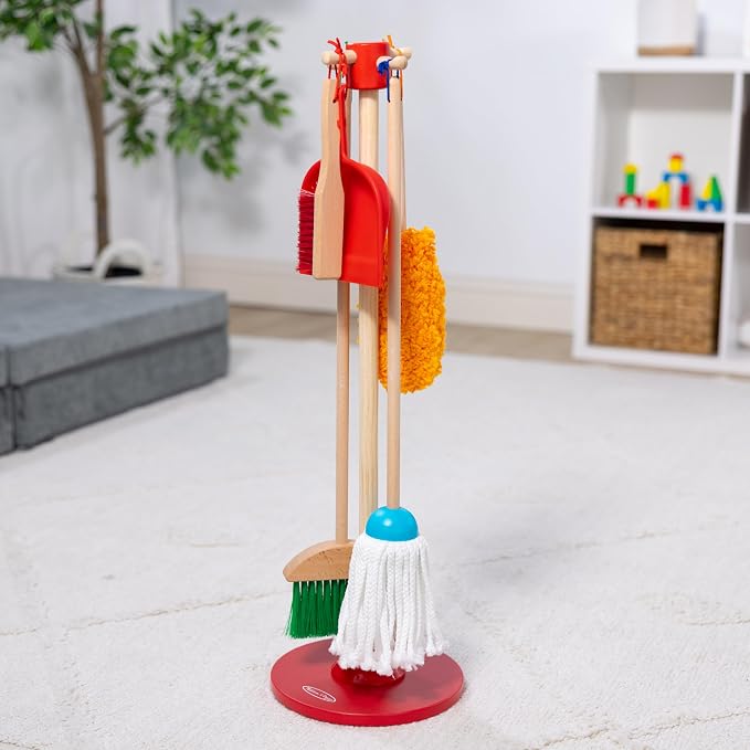 Melissa & Doug Dust Sweep Mop 6-Piece Pretend Play Set, Toddler Toy Cleaning - Image 9