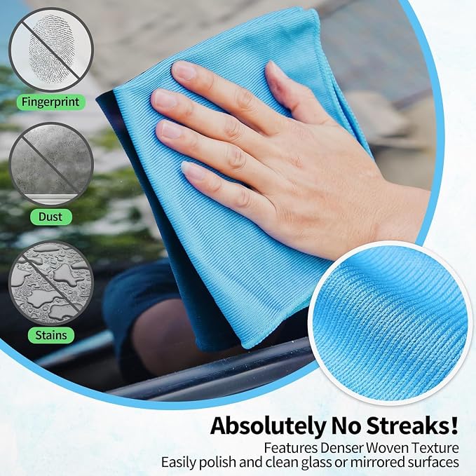 HOMERHYME Microfiber Glass Cleaning Cloth, 6 Pack Window Glass Cleaning Rags - Image 4
