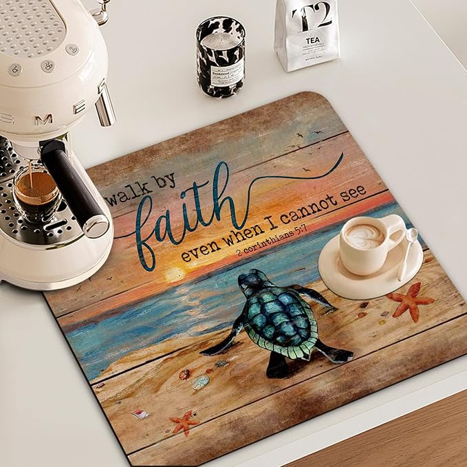 Sea Turtle Christian Dish Drying Mat - Image 2