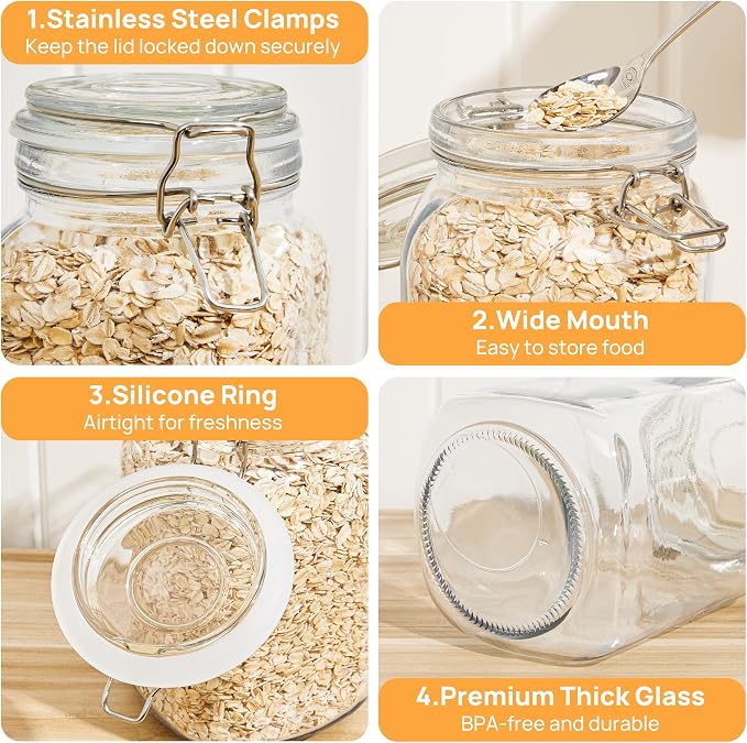 CHEFSTORY 50oz Airtight Glass Jars - Image 6