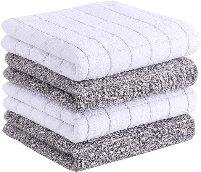 Homaxy 100% Cotton Terry Kitchen Towels, Checkered Designed, Soft and Super by Homaxy