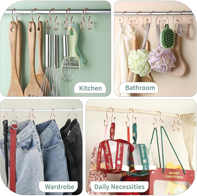 Goowin Shower Curtain Hooks, Stainless Steel Shower Curtain Hangers, Metal - Image 8