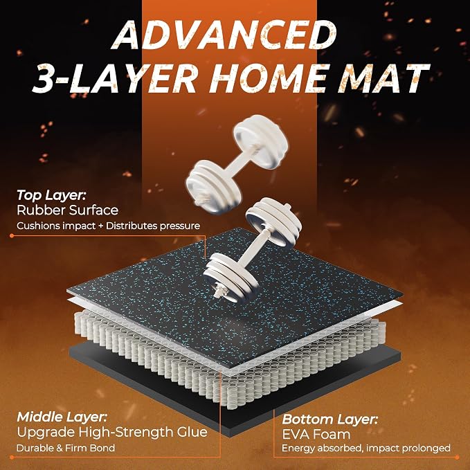 PRAISUN 0.6" Thicker Gym Mat, 12 Tiles 48 Sq Ft Workout Mats, Interlocking Foam - Image 6