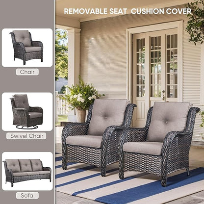 10-Piece Outdoor Patio Cushion Set - Fade & Water Resistant with Removable Olefin Cover, 22x24x4 Inch Memory Foam Cushions for Wicker Sectional Sofa – Grey/Buckle