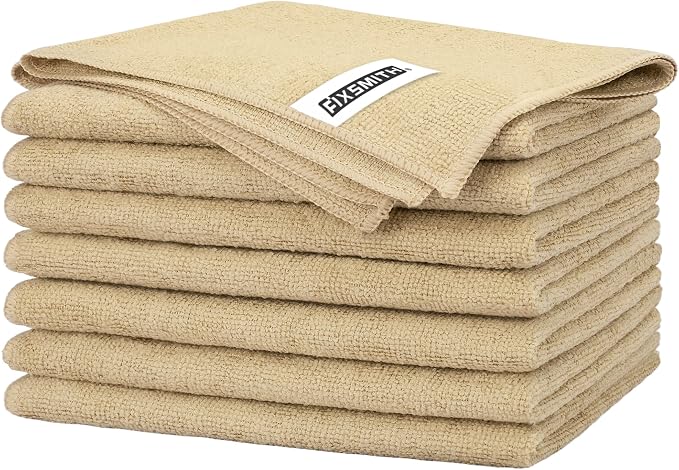 FIXSMITH Beige Microfiber Cleaning Cloth -Pack of 8, Highly Absorbent Cleaning by FIXSMITH
