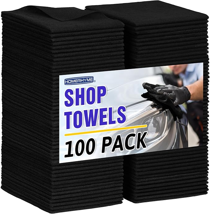 HOMERHYME Microfiber Cleaning Cloth, 100 Pack Black Cleaning Rags Microfiber by HOMERHYME