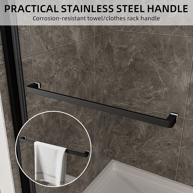 56-60" W x 74" H Frameless Shower Door, Double Sliding Shower Door - Image 7