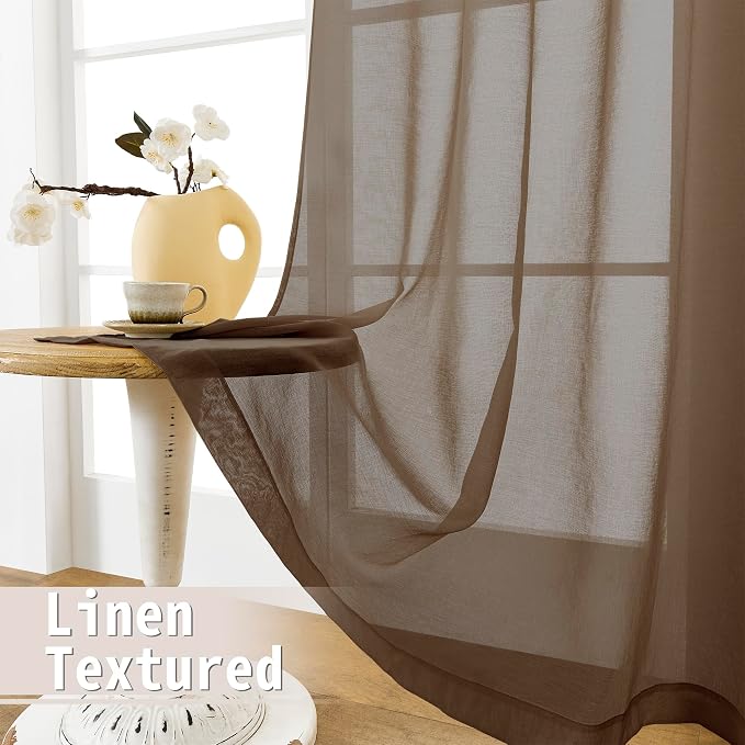 Tollpiz Sheer Door Curtain Closet Linen Textured Curtains Sheer Doorway Light - Image 4