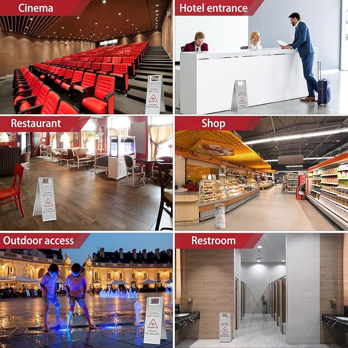 LEIFIDE Stainless Steel Wet Floor Caution Sign Bulk 8.8 Pound Portable Foldable - Image 6