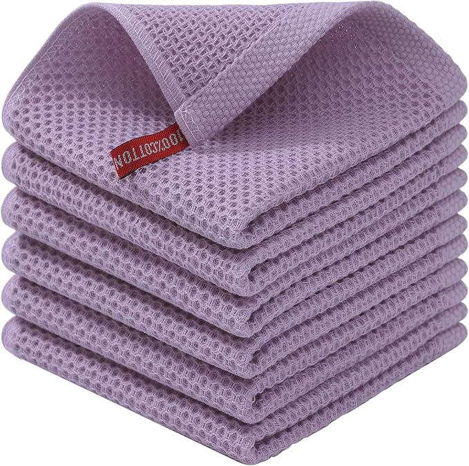 Kitinjoy 100% Cotton Kitchen Dish Cloths, 6 Pack Waffle Weave Ultra Soft by Kitinjoy