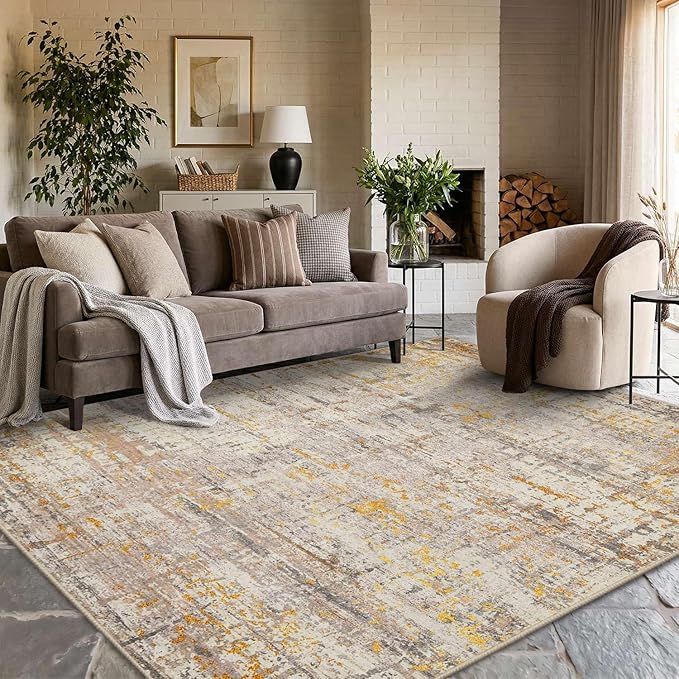 6x9 Washable Area Rug for Living Room, Modern Abstract Large Boho Rugs for by Rugxara