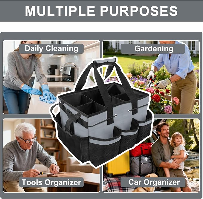 Large Cleaning Caddy Bag 15" x 10½" x 9" Heavy-Duty Organizer Tote - Image 6