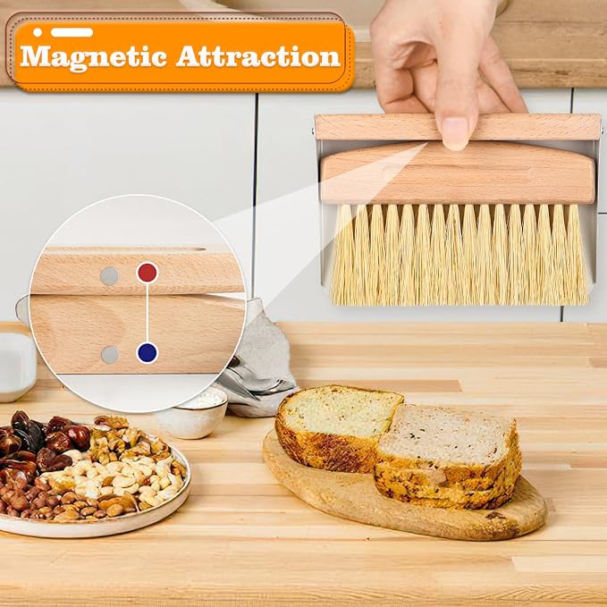 Small Dust Pan and Brush Set, Mini Hand Broom and Dustpan Set, Wooden Crumb - Image 5