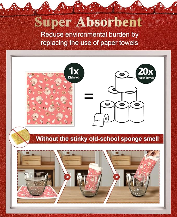 Christmas Swedish Dishcloths for Kitchen - Image 4