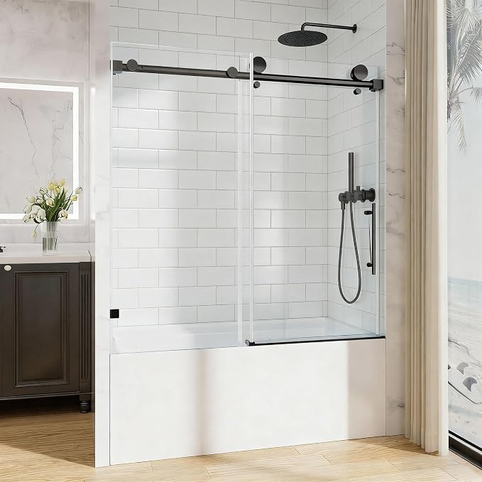 56-60" W x 60" H Frameless Bathtub Sliding Door, 5/16" Tempered Glass Tub by EGrinbey